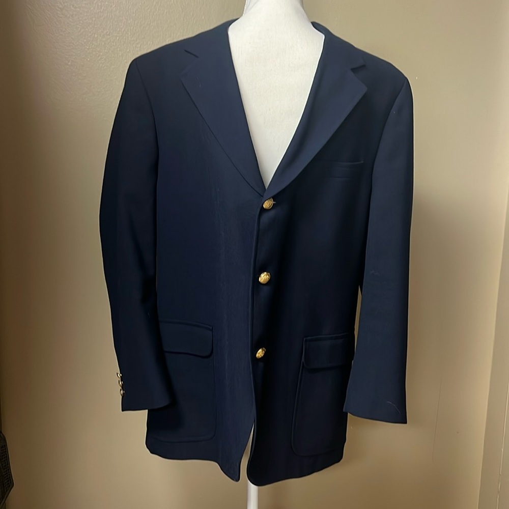 Elkridge Navy Blue 3 Gold Button Blazer Sport Coat Jacket